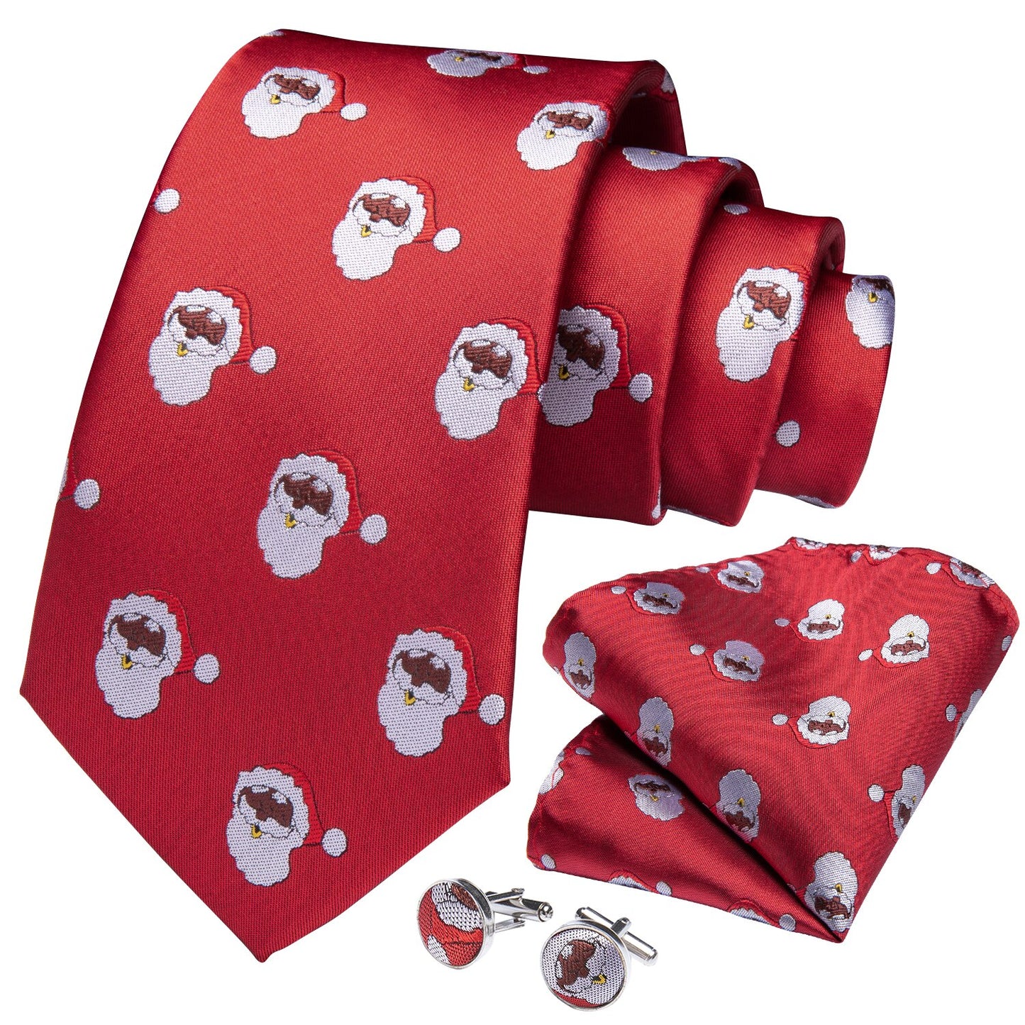 Santa Claus Tie, Pocket Square and Cufflinks tie sets - Sophisticated Gentlemen