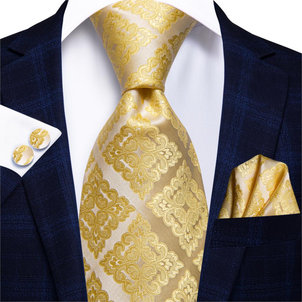 Royalty Gold Tie, Pocket Square and Cufflinks tie sets - Sophisticated Gentlemen