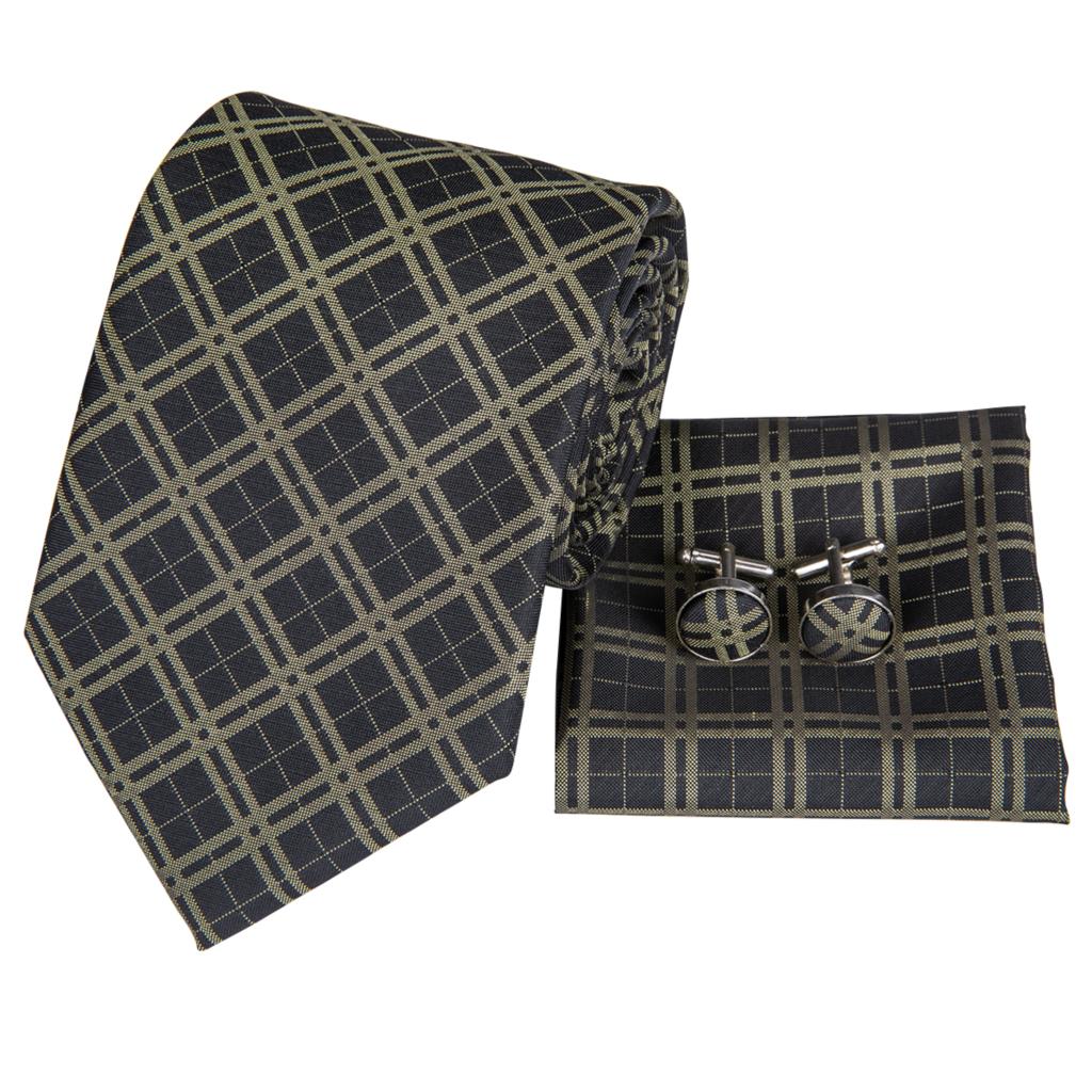 Elegant Plaid Tie, Pocket Square and Cufflinks tie sets - Sophisticated Gentlemen