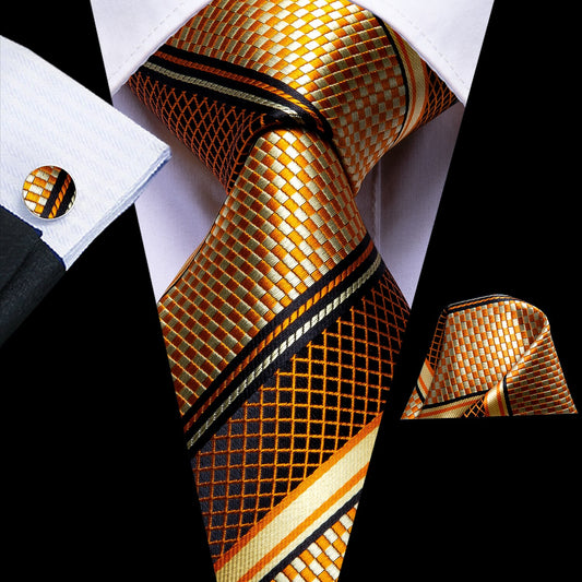 Golden Python Tie, Pocket Square and Cufflinks tie sets Default Title - Sophisticated Gentlemen