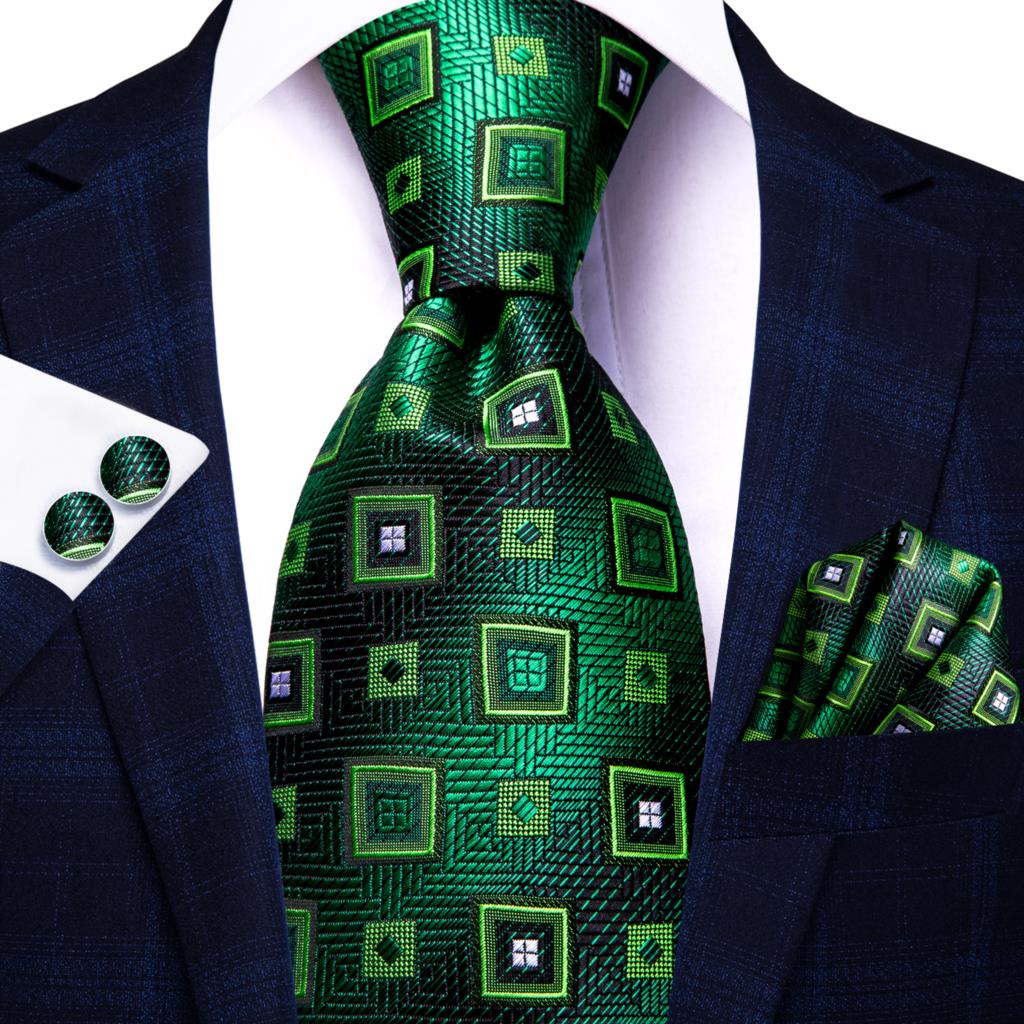 Green Windows Tie, Pocket Square and Cufflinks tie sets - Sophisticated Gentlemen