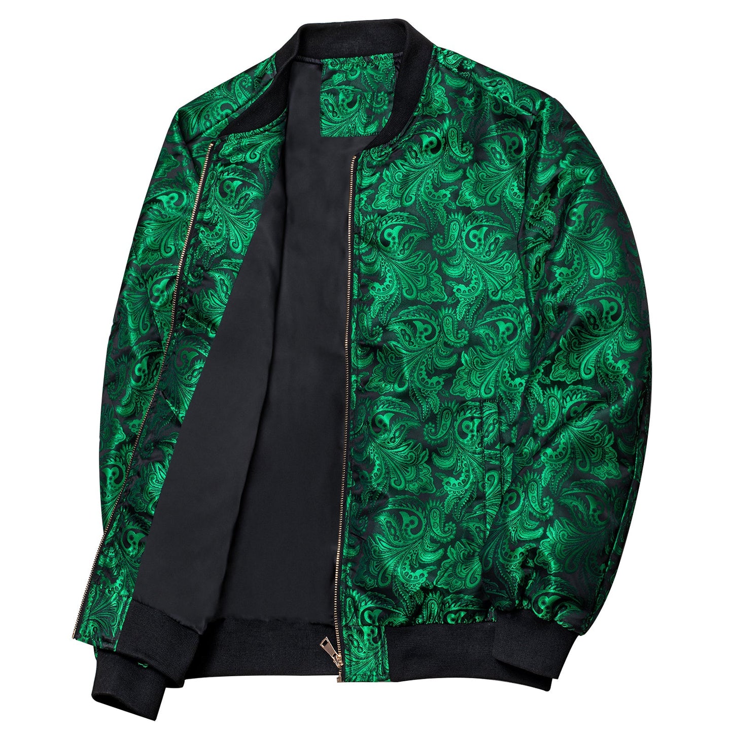 Green Paisley Silk Bomber Jacket jacket - Sophisticated Gentlemen