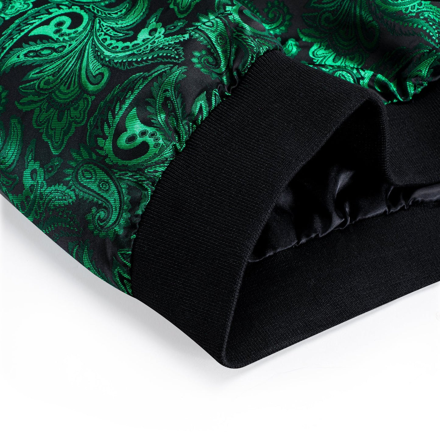 Green Paisley Silk Bomber Jacket jacket - Sophisticated Gentlemen
