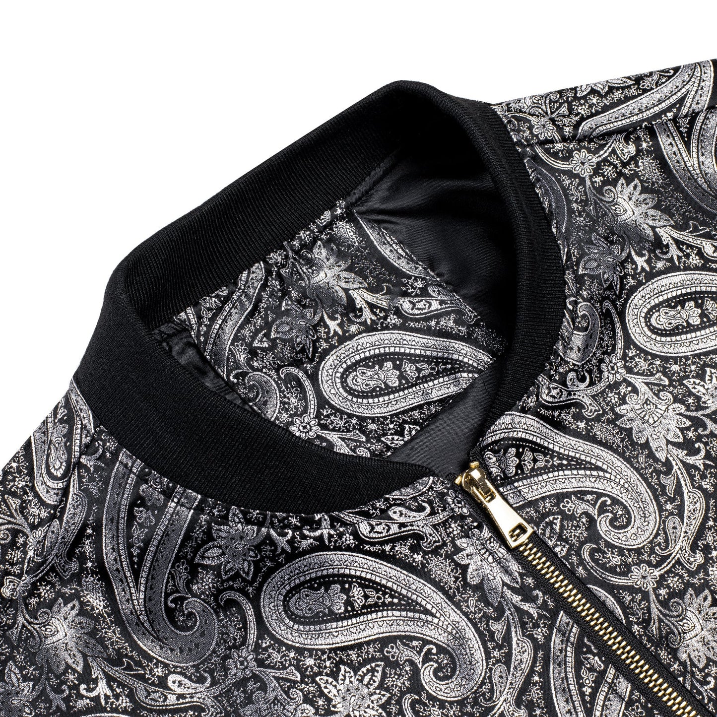 Silver Paisley Silk Bomber Jacket jacket - Sophisticated Gentlemen