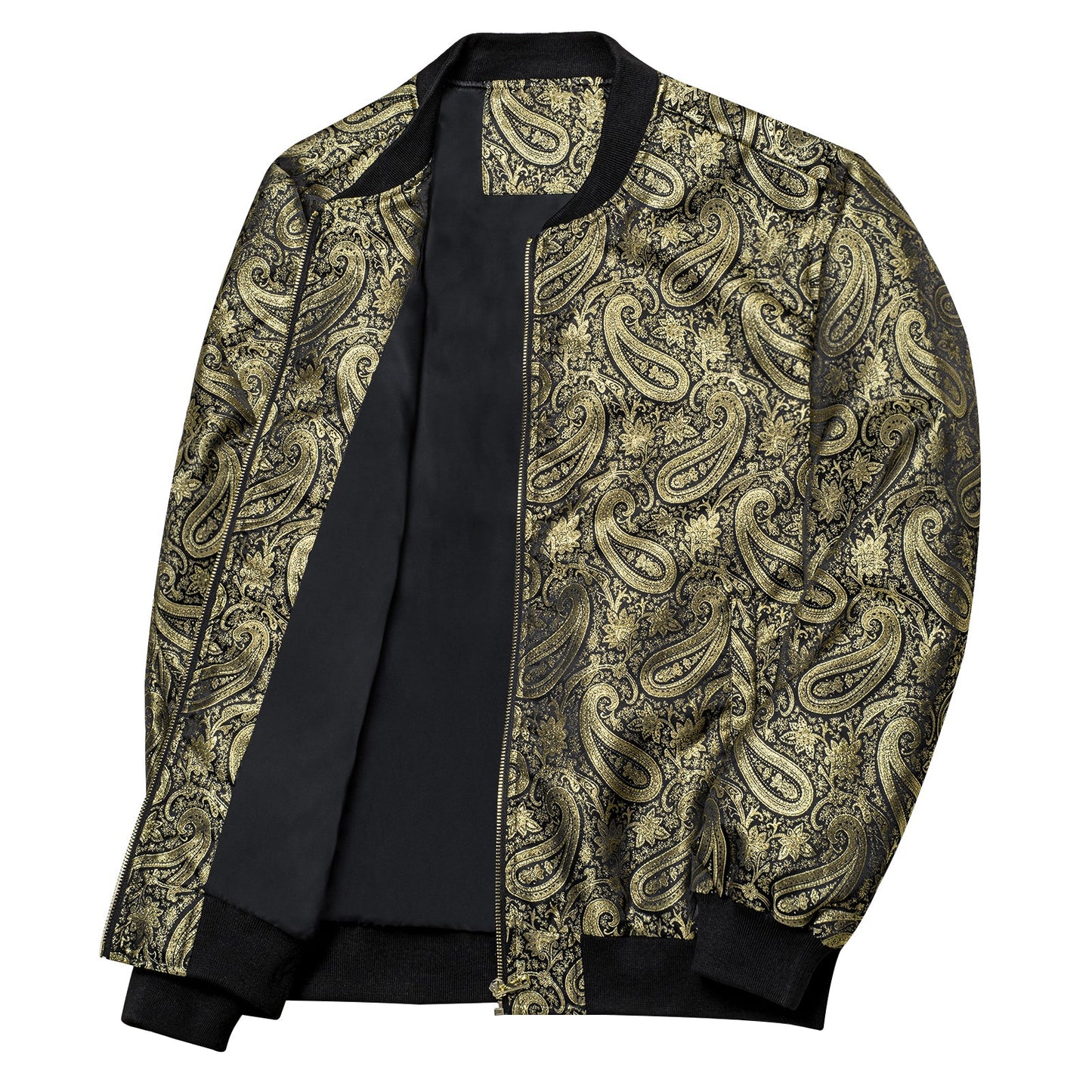 Gold Paisley Silk Bomber Jacket jacket - Sophisticated Gentlemen