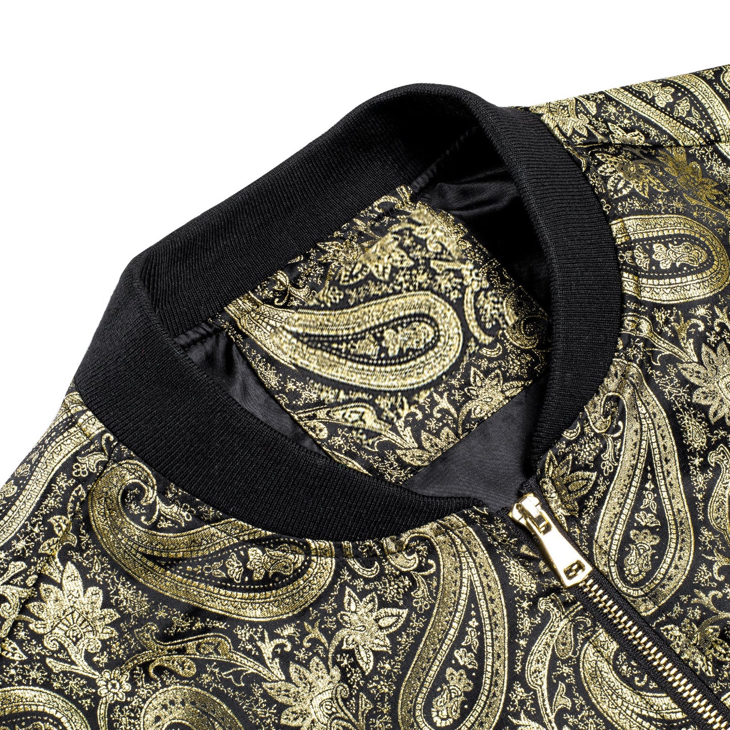 Gold Paisley Silk Bomber Jacket jacket - Sophisticated Gentlemen