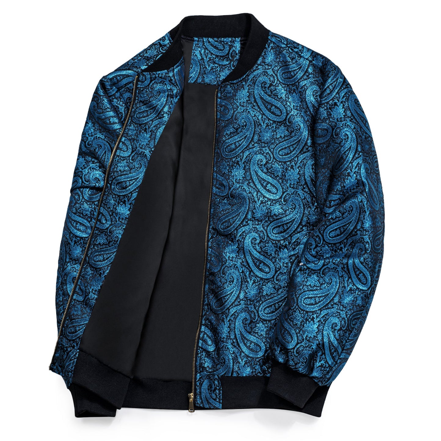 Blue Paisley Silk Bomber Jacket jacket    - Sophisticated Gentlemen