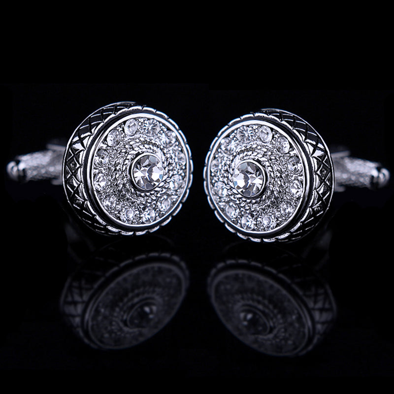 Round Vintage Silver Cufflinks Cufflink - Sophisticated Gentlemen