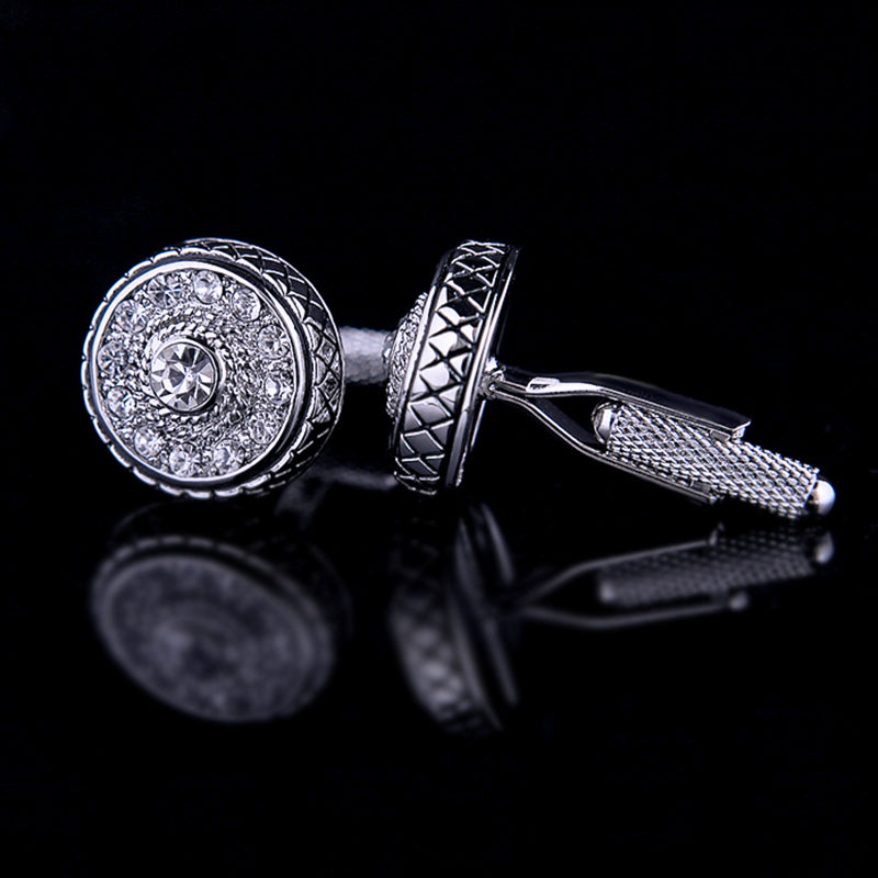 Round Vintage Silver Cufflinks Cufflink - Sophisticated Gentlemen