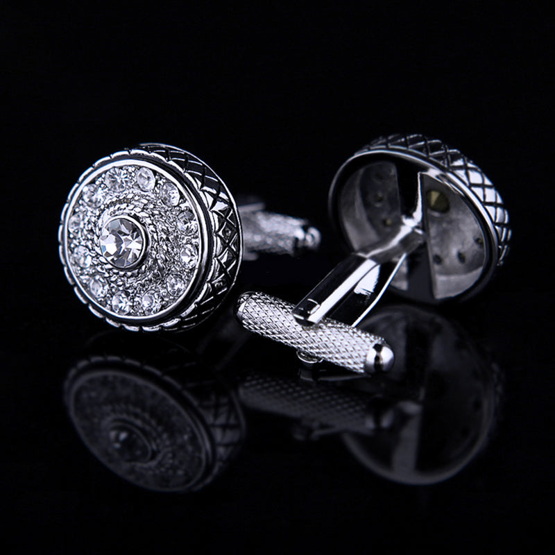Round Vintage Silver Cufflinks Cufflink - Sophisticated Gentlemen