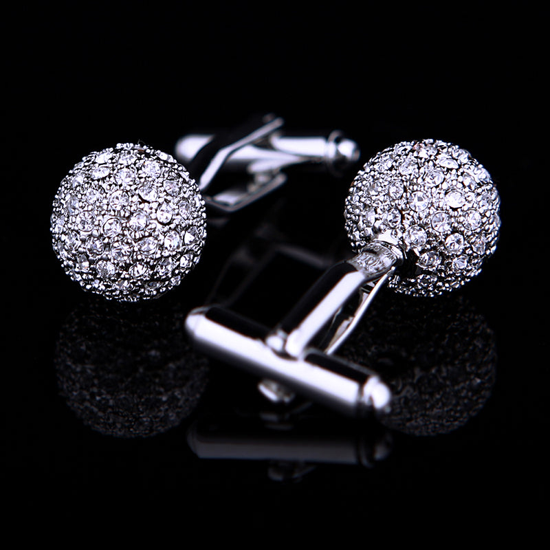 Silver Crystal Ball Cufflinks Cufflink - Sophisticated Gentlemen