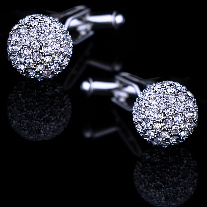 Silver Crystal Ball Cufflinks Cufflink - Sophisticated Gentlemen