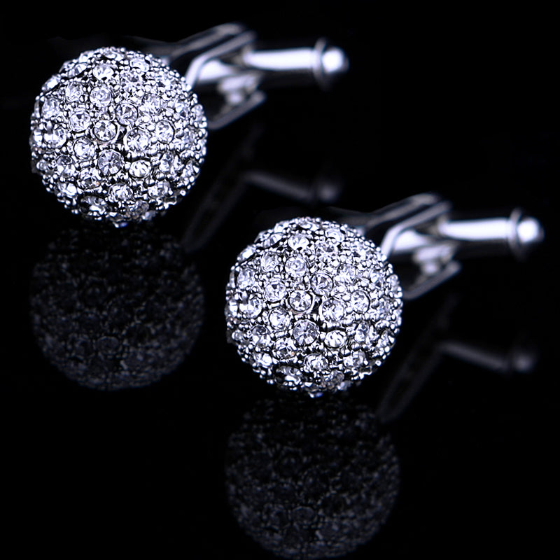 Silver Crystal Ball Cufflinks Cufflink - Sophisticated Gentlemen