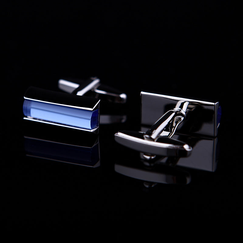 Crystal Sky Blue Cufflinks Cufflink - Sophisticated Gentlemen