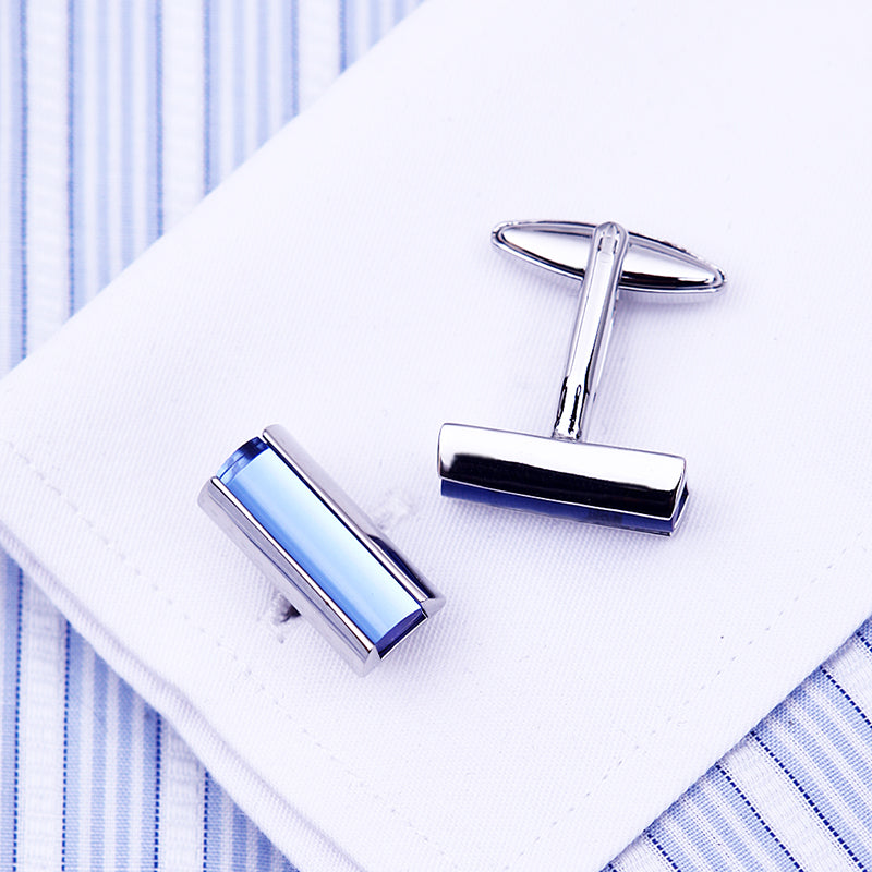 Crystal Sky Blue Cufflinks Cufflink - Sophisticated Gentlemen