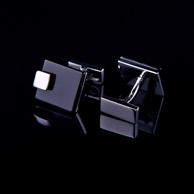 Black Minimal Square Cufflinks Cufflink - Sophisticated Gentlemen