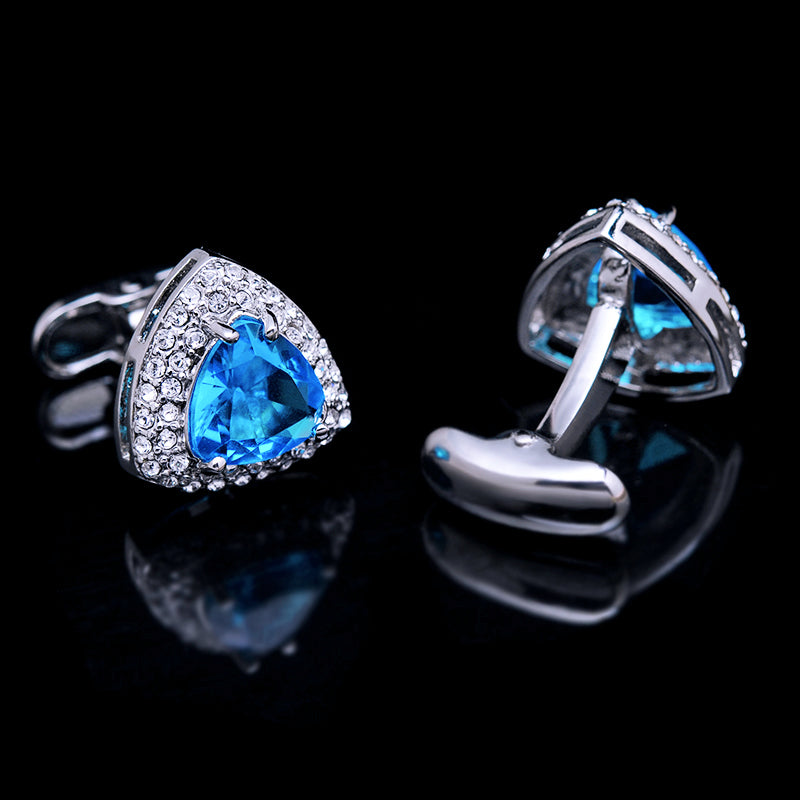 Crystal Rhinestone Light Blue Cufflinks Cufflink - Sophisticated Gentlemen