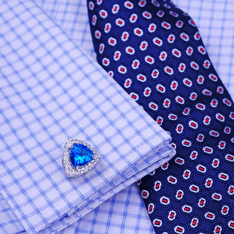Crystal Rhinestone Light Blue Cufflinks Cufflink - Sophisticated Gentlemen