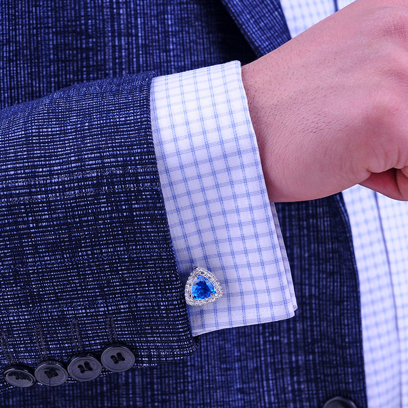 Crystal Rhinestone Light Blue Cufflinks Cufflink - Sophisticated Gentlemen
