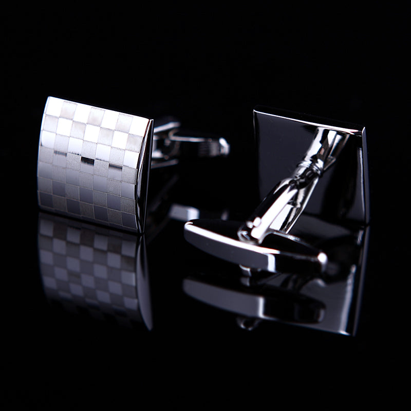 Classic Silver Checkered Cufflinks Cufflink - Sophisticated Gentlemen