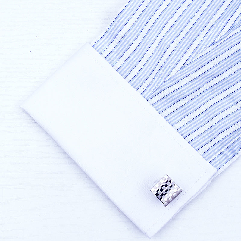 Classic Silver Checkered Cufflinks Cufflink - Sophisticated Gentlemen