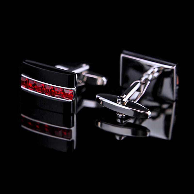 Red and Black Crystal Cufflinks Cufflink - Sophisticated Gentlemen