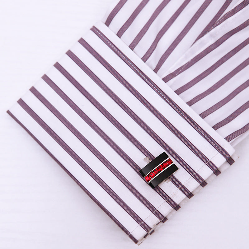 Red and Black Crystal Cufflinks Cufflink - Sophisticated Gentlemen