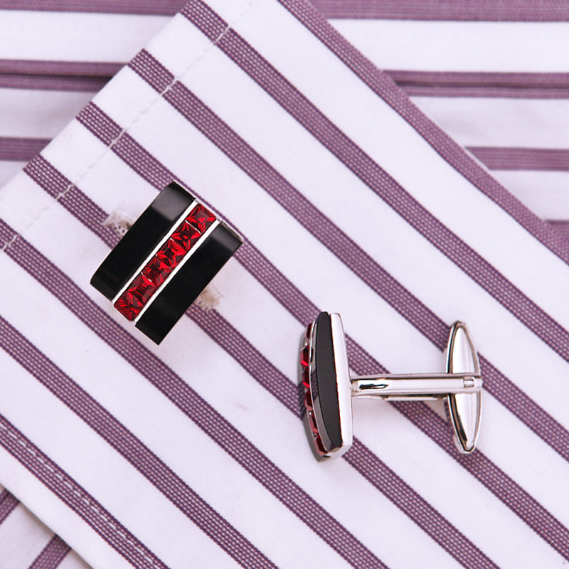Red and Black Crystal Cufflinks Cufflink - Sophisticated Gentlemen