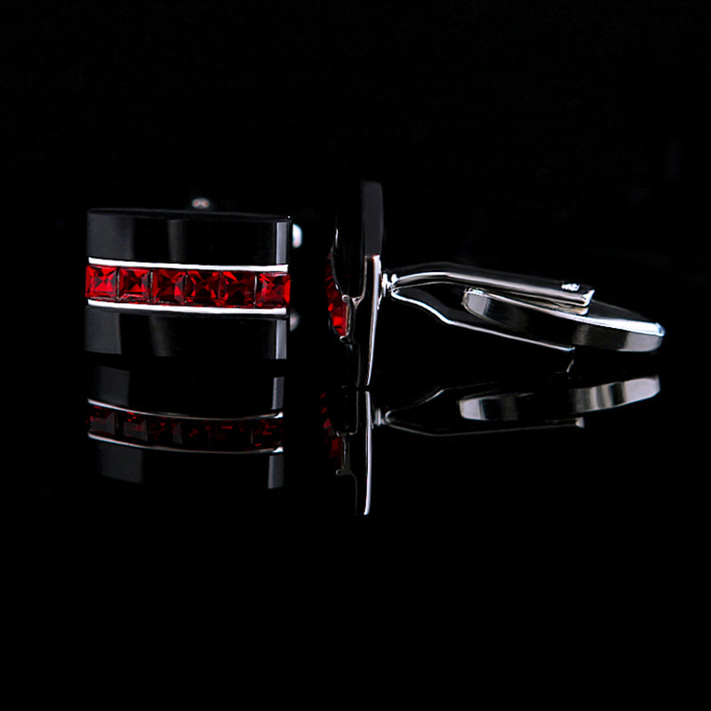 Red and Black Crystal Cufflinks Cufflink - Sophisticated Gentlemen