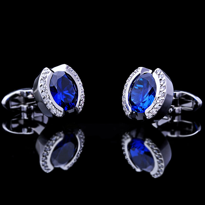 Crystal Blue Stone Cufflinks Cufflink - Sophisticated Gentlemen