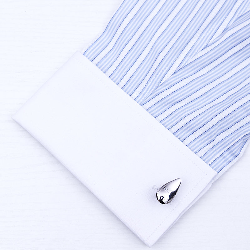 Silver Teardrop Cufflinks Cufflink - Sophisticated Gentlemen