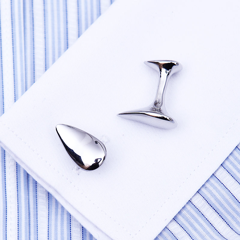 Silver Teardrop Cufflinks Cufflink - Sophisticated Gentlemen