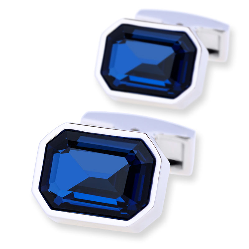 Large Blue Crystal Cufflinks Cufflink - Sophisticated Gentlemen