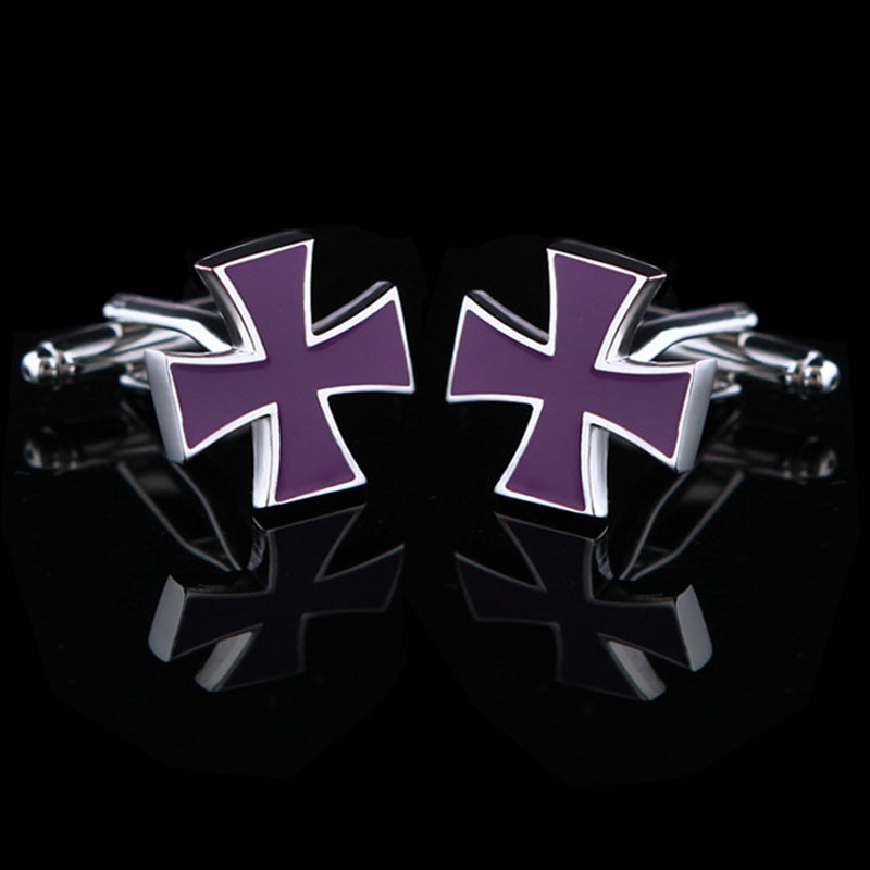 Gent's Purple Iron Cross Cufflinks Cufflink - Sophisticated Gentlemen