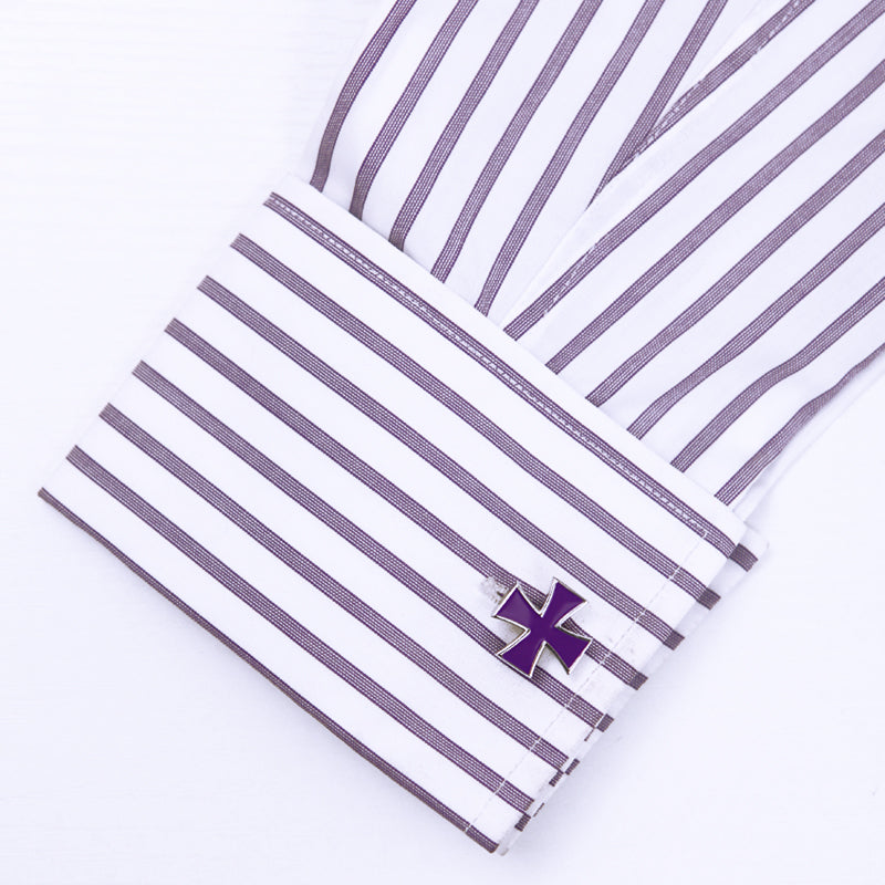 Gent's Purple Iron Cross Cufflinks Cufflink - Sophisticated Gentlemen