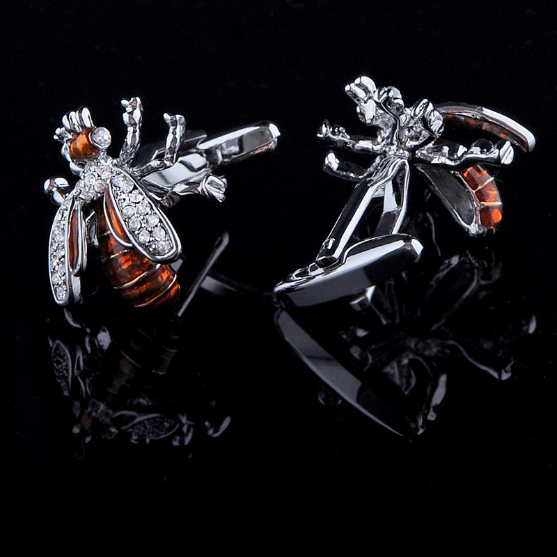 Crystal Enamel Bee Cufflinks Cufflink - Sophisticated Gentlemen