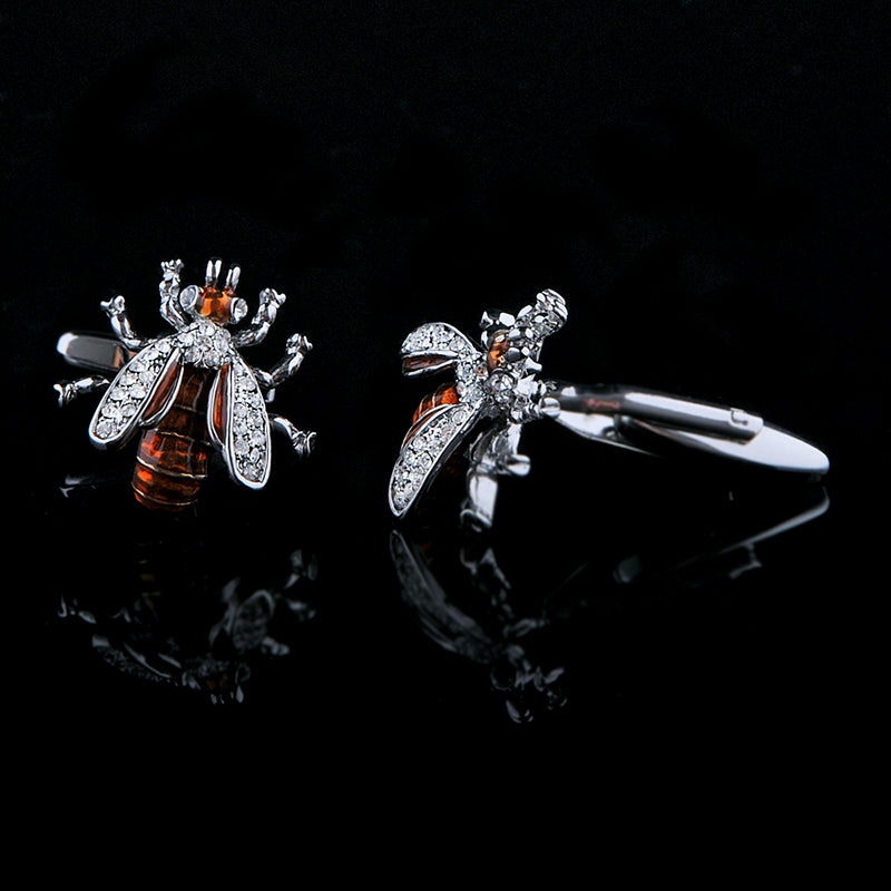 Crystal Enamel Bee Cufflinks Cufflink - Sophisticated Gentlemen