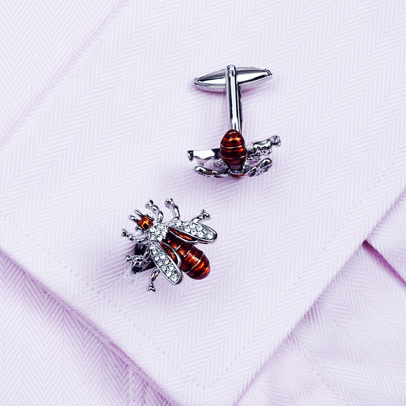 Crystal Enamel Bee Cufflinks Cufflink - Sophisticated Gentlemen