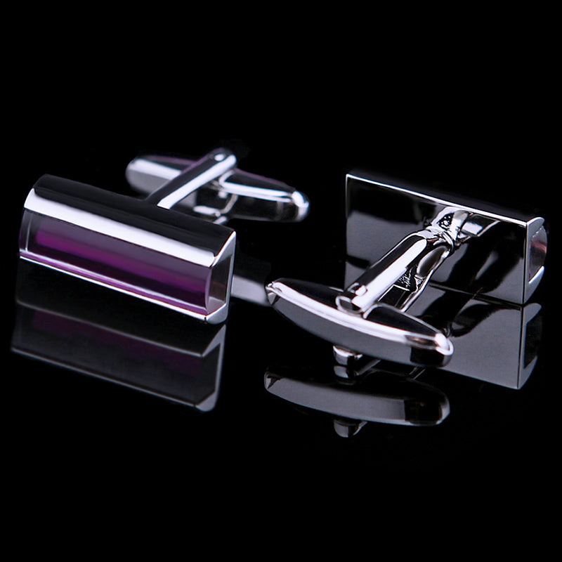 Rectangular Purple Crystal Cufflinks Cufflink - Sophisticated Gentlemen