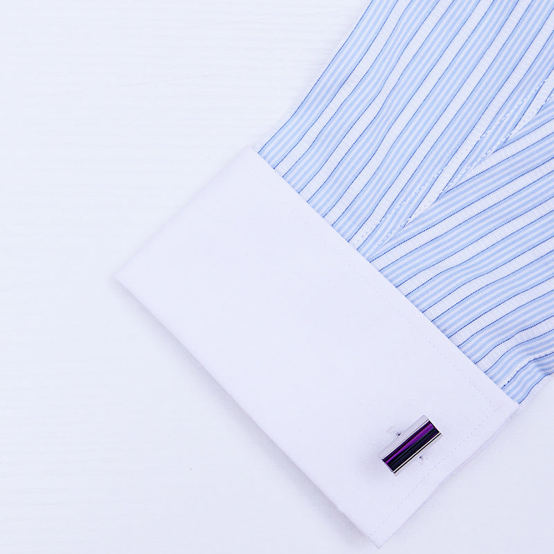 Rectangular Purple Crystal Cufflinks Cufflink - Sophisticated Gentlemen