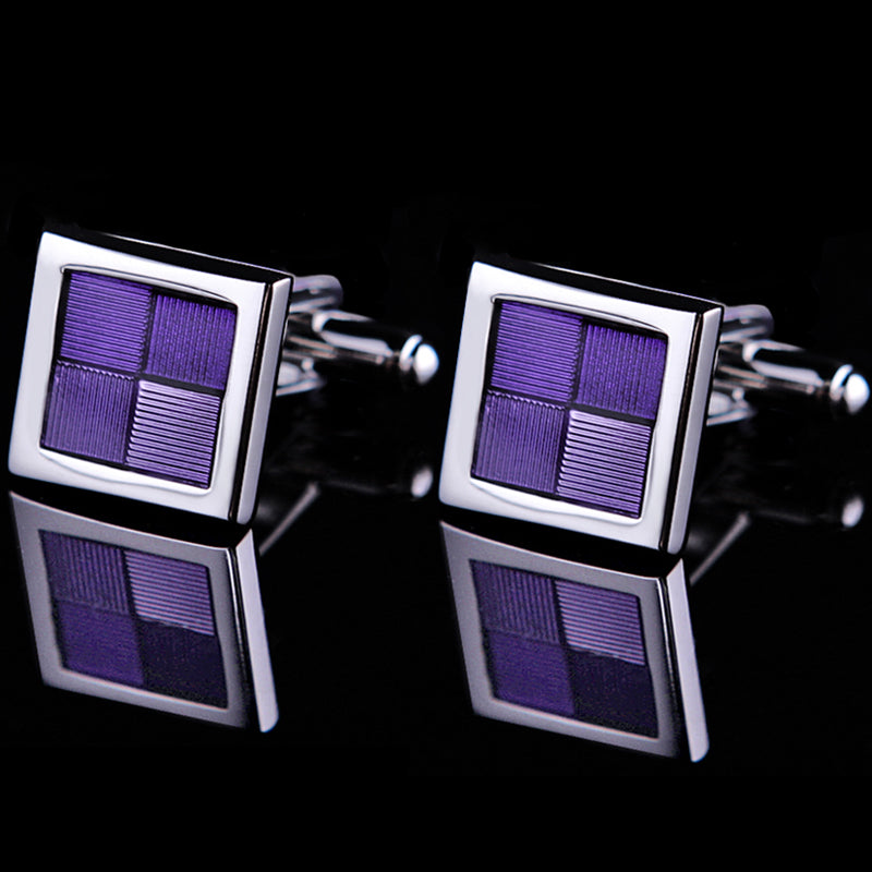 Enamel Purple Square Cufflinks Cufflink - Sophisticated Gentlemen