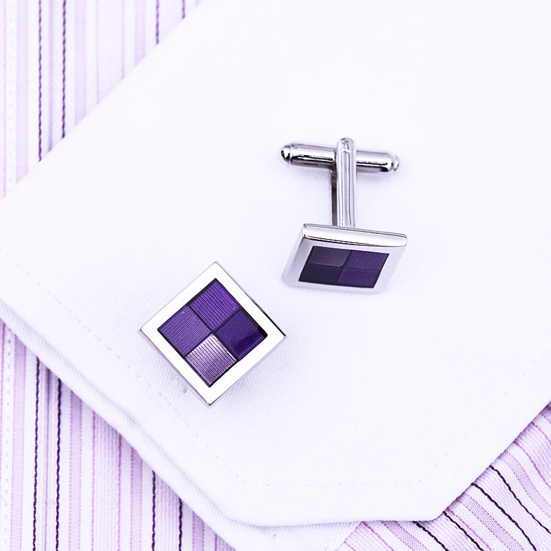 Enamel Purple Square Cufflinks Cufflink - Sophisticated Gentlemen