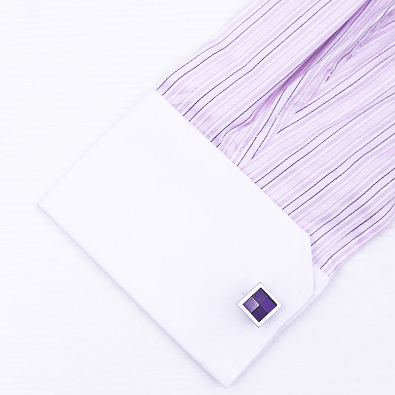 Enamel Purple Square Cufflinks Cufflink - Sophisticated Gentlemen