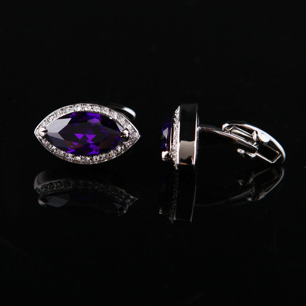Crystal Purple Diamond Cufflinks Cufflink - Sophisticated Gentlemen