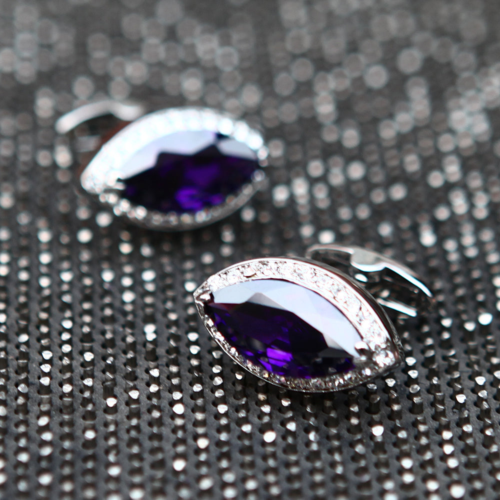 Crystal Purple Diamond Cufflinks Cufflink - Sophisticated Gentlemen