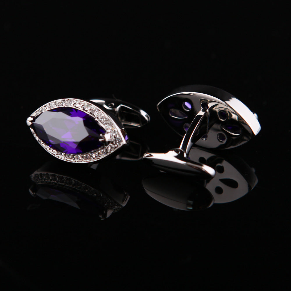Crystal Purple Diamond Cufflinks Cufflink - Sophisticated Gentlemen