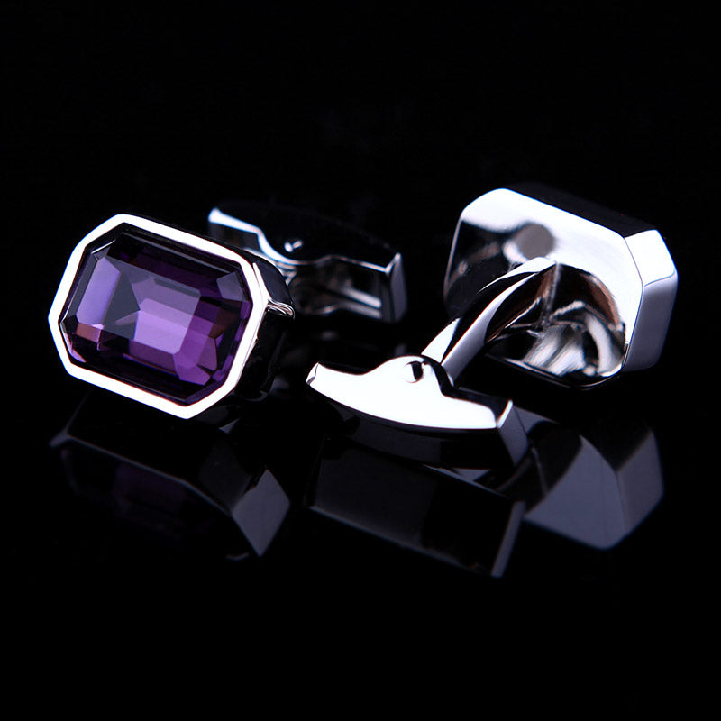 Large Purple Crystal Cufflinks Cufflink - Sophisticated Gentlemen