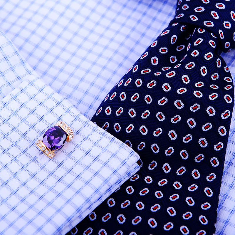 18K Plated Purple And Gold Cufflinks Sophisticated Gentlemen