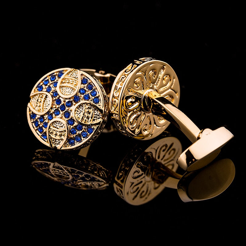 Vintage Gold and Crystals Cufflinks Cufflink - Sophisticated Gentlemen