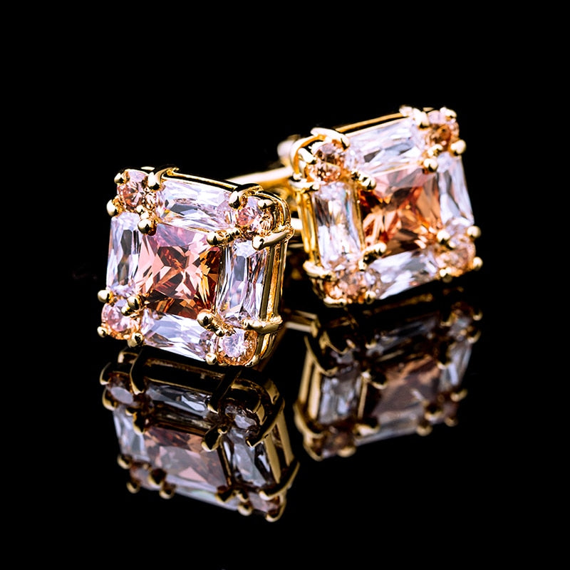 Gold and Crystals Cufflinks Cufflink - Sophisticated Gentlemen